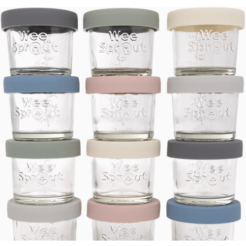 Glass Baby Food Storage Jars with Silicone Lids – 4 oz (Set of 12)