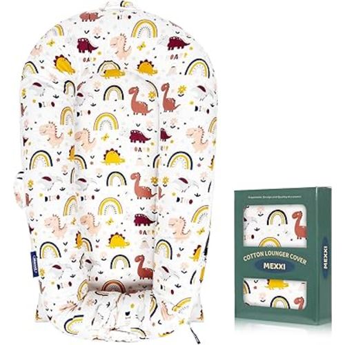 Infant Lounger Baby Nest Replacement Cover | Hypoallergenic | Premium | [Fits Dockatot Deluxe+] (Cover Only) (Rainbow Dino)