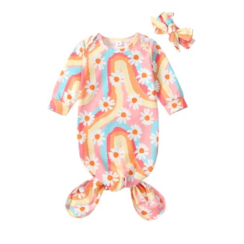 Infant Newborn Baby Girls Floral Sleep Gown Headband Sleepwear Romper Sleeping Bags Outfits