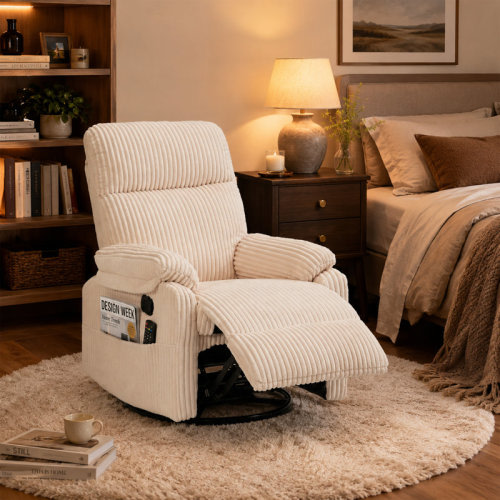 August Grove® Manual Small Recliner Rocking Chair For Nursery/relaxation, Corduroy Swivel Glider Recliner For Living Room Bedroom, Grey Rocking Chair Nursery Recliners For Small Spaces, Side Pockets (gray) & Reviews | Wayfair