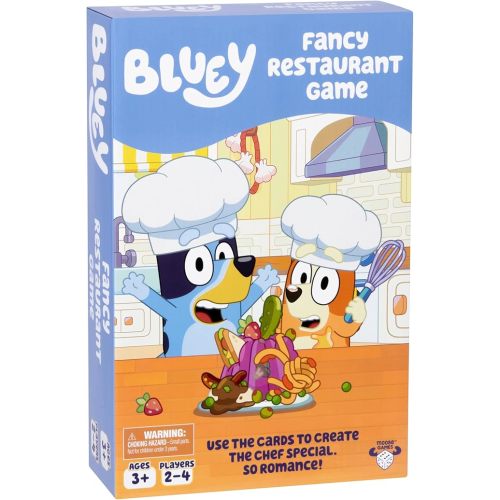 Bluey Fancy Restaurant Game, Join and Bingo as They Match Food Cards to Help Dad Prepare a Special Dinner for Mum, Serve up Fun While Building Memory and Matching Skills, Ages 3+, 2–4 Players