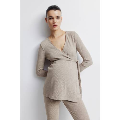 MAMA RIBBED WRAPOVER TOP