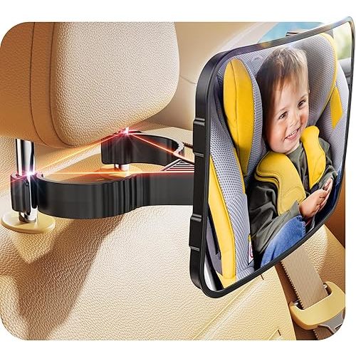 Baby Car Mirror Hook Design Ultra Stable Car Seat Mirror for Baby Rear Facing Secure and Shatterproof CarSeat Mirrors 360° Slightweight Newborn Essential Accessories