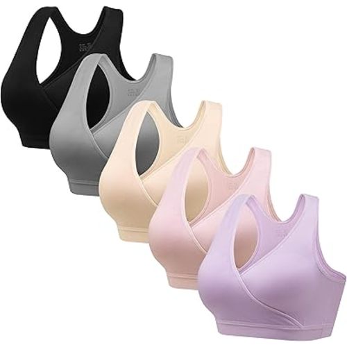 HBselect Nursing Bras for Breastfeeding, Maternity Nursing Sleep Bra Wireless Pregnancy Sleep Bralette 3/5 Pack