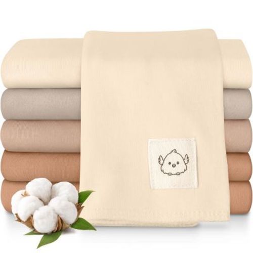 KeaBabies 6pk Shea Baby Burp Cloths for Baby Boys and Girls, 100% Organic Cotton Burping Cloths for Babies, Newborn (Ecru)