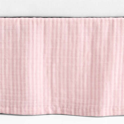 Supersoft Lilac Rose Striped Organic Cotton Gauze Baby Crib Skirt