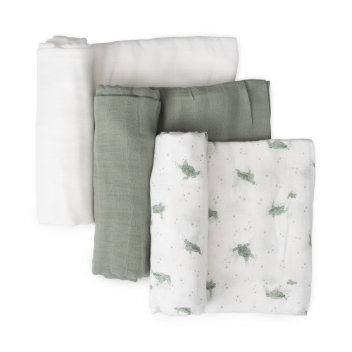 Little Bamboo Muslin Wraps 3 Pack Turtle Bay