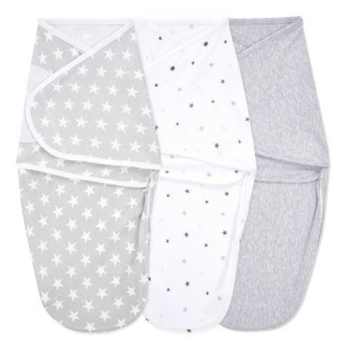 aden + anais essentials Baby 100% Cotton Quick Change Easy 3pk Sleeveless Swaddle Wraps - Twinkle 0-3m