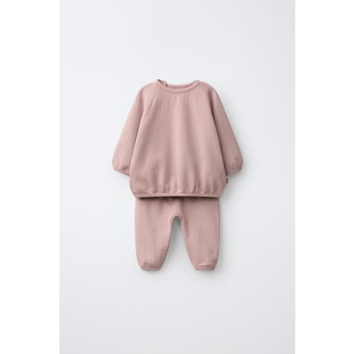 SOLID BALLOON SWEATSHIRT AND PANTS SET - Pink | ZARA United States
