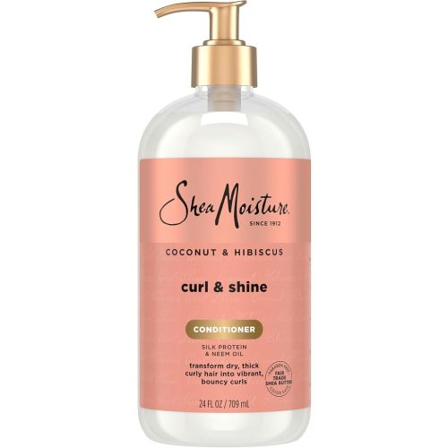 Shea Moisture Curl & Shine Conditioner Coconut & Hibiscus, for Thick, Curly Hair, to Moisturize & Soften, 24 oz