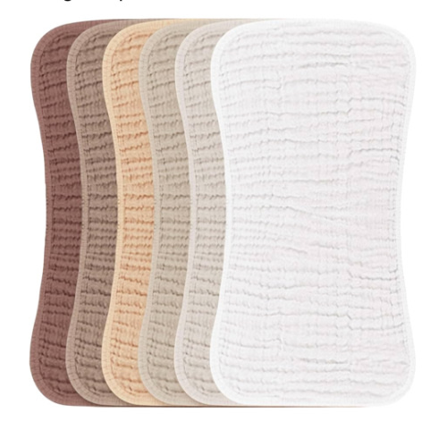 Konssy Muslin Baby Burp Cloths Sets for Unisex- 6 Pack Large 100% Cotton Burping Clothes for Newborn, Baby Girls and Boys