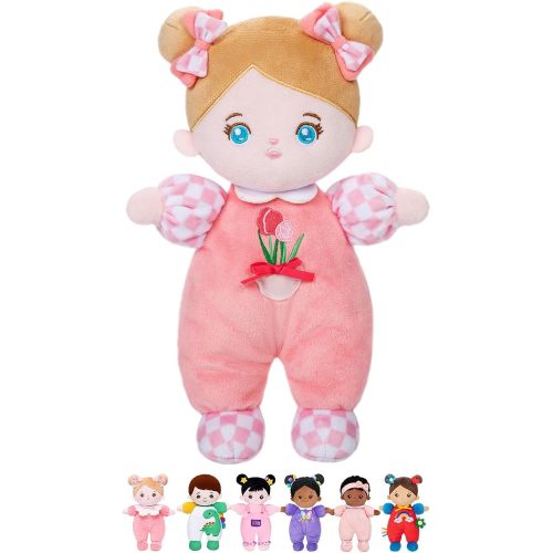 OUOZZZ Soft Baby Doll 10" Tulip Pink Snuggle Buddy Doll
