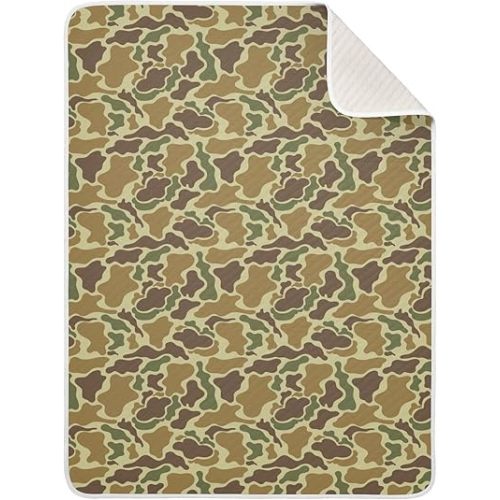 Baby Blanket for Boys Girls Vintage Camo Green Nursery Swaddling Wrap Camouflage Retro Brown Army Soft Unisex Toddler Newborn Blanket Receiving Blankets Stroller Crib, 30x40 Inch