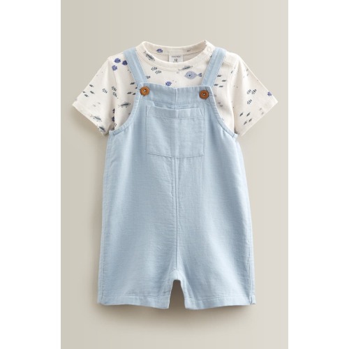 Cotton Bodysuit & Shortalls Set, 9M
