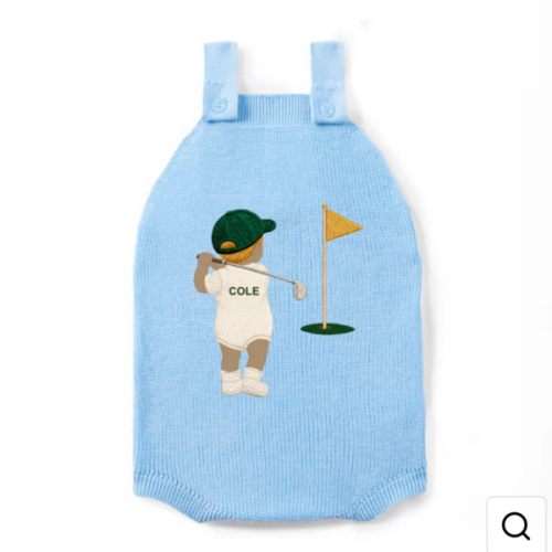 Personalized Baby Golf Button Romper