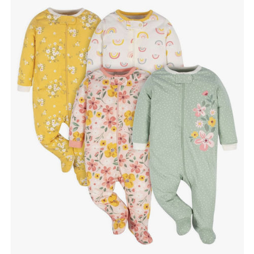 Gerber baby-girls 4 Pack Sleep 'N Play Footie