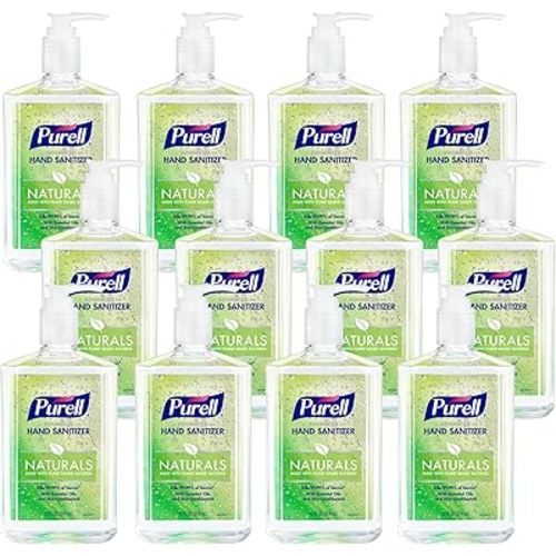 Purell NATURALS Advanced Hand Sanitizer Gel, with Skin Conditioners and Essential Oils, 12 fl oz Counter Top Pump Bottle (Case of 12) - 9629-12