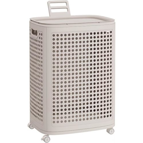 SONGMICS Laundry Hamper with Wheels, 75 L Laundry Basket with Lid