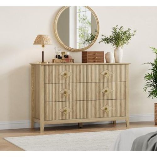 Dresser for Bedroom with 6 Drawers, 48" Wide Modern Chest of Drawers with Metal Handle