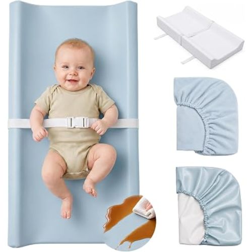 Changing Pad for Dresser with 2 Covers-Waterproof Vegan Leather&Soft Velvet