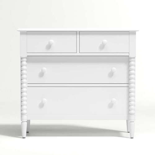Jenny Lind 37" White Wood Narrow 4-Drawer Kids Dresser