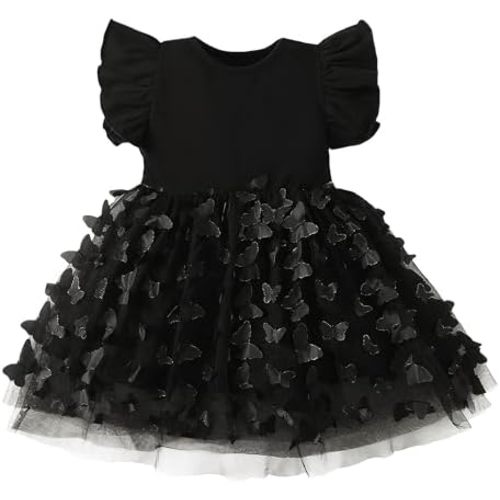Baby Girl Butterfly Dress Tutu Ruffle Sleeveless Dresses Photograph Party Outfits Birthday Gift