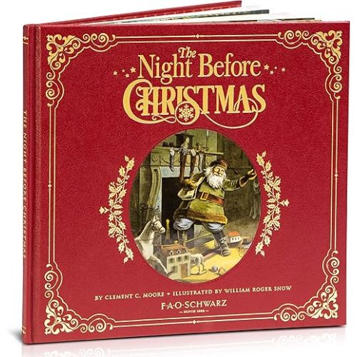 FAO Schwarz 1001876 The Night Before Christmas Premiere Genuine Leather-Bound Book, Multicolor