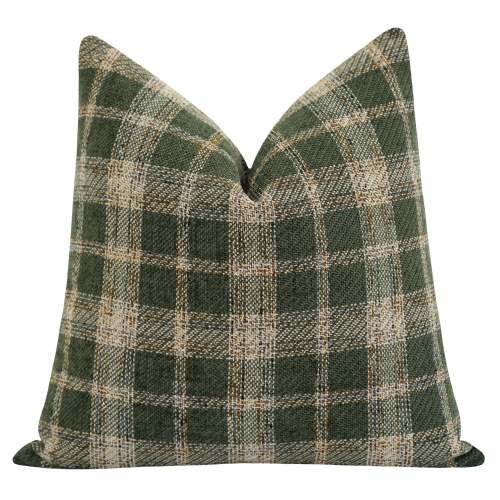 Cranston Laurel Green Woven Plaid Pillow