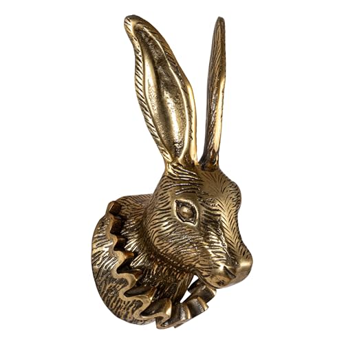 Creative Co-Op Cast Aluminum Rabbit Head with Ruff Collar Wall Decor, Antique Brass Finish
