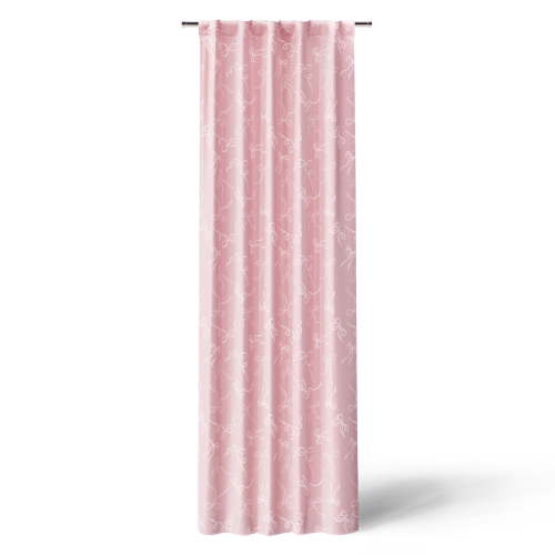 Mainstays Kids Pink Ribbons Sheer Overlay Blackout Single Curtain Panel, Rod Pocket with Back Tabs, 38 in x 84 in