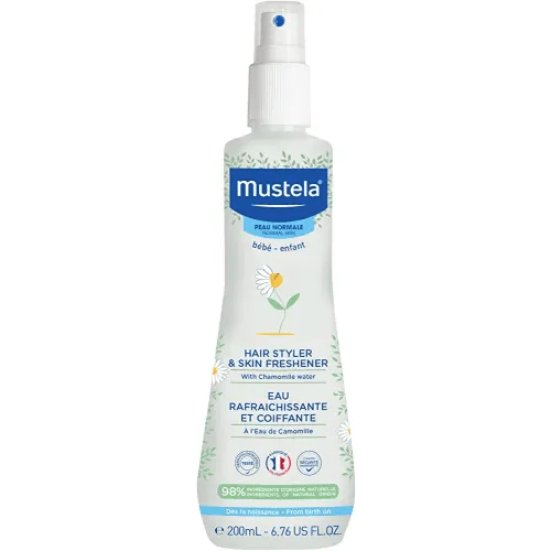 Mustela Baby Hair Styler & Skin Freshener - with Natural Avocado & Chamomile Water - Vegan & Hypoallergenic - 6.76 fl. oz.