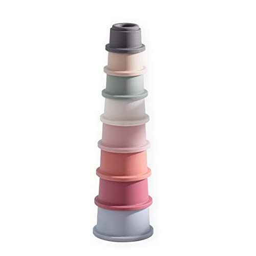 ZYFLSQ Stacking Cups Baby Toy, Nesting Cups 8 Pcs with Pattern for Kid Baby 6 Months and Up Montessori Bath Toys