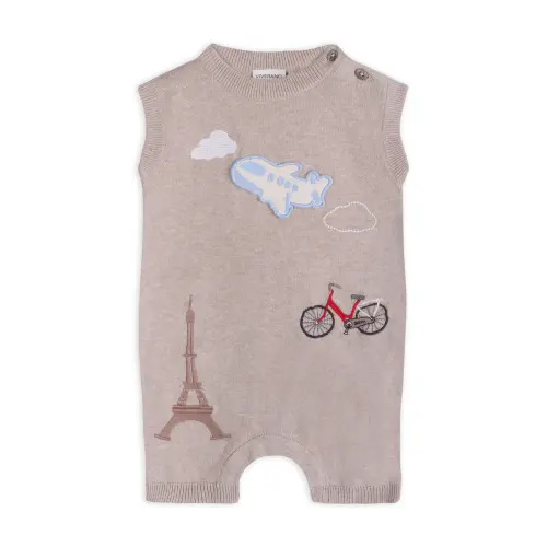Paris Embroidered Baby Knit Romper (Organic Cotton)