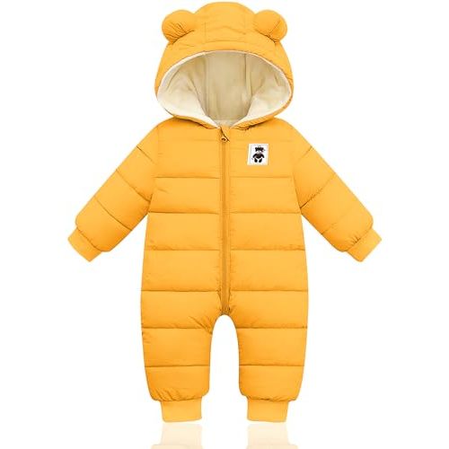 XMWEALTHY Baby Clothes Cute Infant Toddler Snowsuit Warm Newborn Boy Girl Winter Coats Hooded Zip Jumpsuit