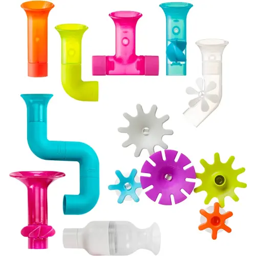 Boon Bundle Baby and Toddler Bath Toys - Includes Boon Pipes, Cogs, and Tubes Bathtub Toys - Toddler Sensory Toys - Multicolored - 13 Count - Ages 12 Months and Up