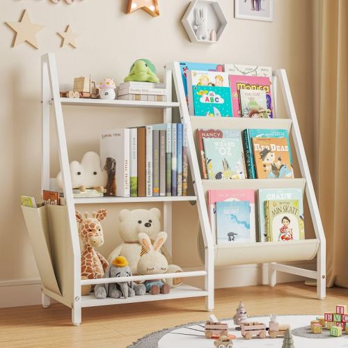 SUGIFT 3 Tier Kids Bookshelf and Toy Storage, Kids Bookcase, Toy Storage Organizer(White)