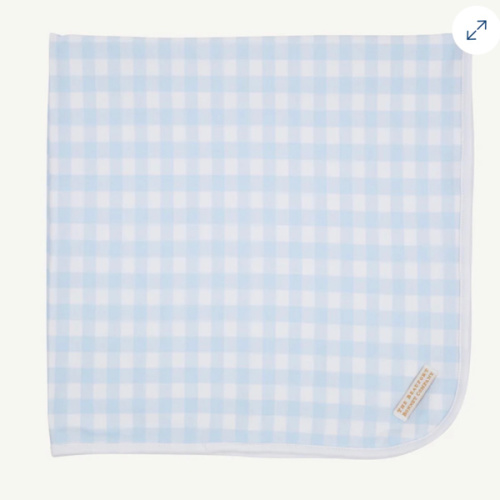 Baby Buggy Blanket - Buckhead Blue Gingham with Worth Avenue White