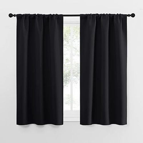 NICETOWN Black Out Curtain Panels for Kitchen - Energy Smart Decoration Thermal Insulating Blackout Drapes/Draperies for Small Window (2 Panels, 34 in x 54 in (W x L))