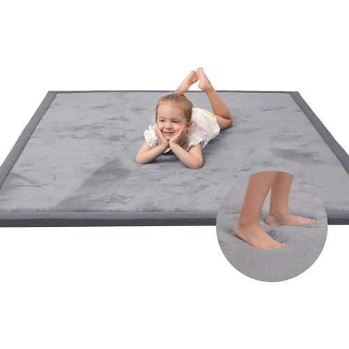 Baby Play Mat for Floor,1.3" Thick Memory foam Tummy Time Mat for Toddlers,Infants,kids,Water-Repellent Soft Nursery Rug ,Extra Large Non Slip for Crawling&Yoga,Tatami Style for Living Room(Dark Grey)