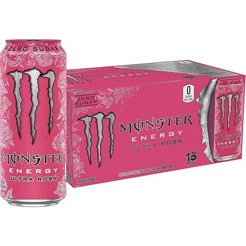 Monster Energy Ultra Rosa, Sugar Free Energy Drink, 16 Ounce (Pack of 15)
