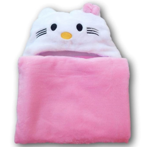 Hooded Toddler Blanket | Plush Soft Animal Baby or Infant Hoodie Blankie 36x27 + Hood (Light Pink)