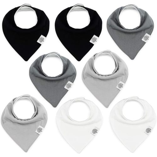 Parker Baby Co. Soft Bandana Drool Bibs for Baby Boys & Girls, 4pk & 8pk | Soft & stylish teething bib set that adds absorbent coverage for drool and feeding, adjustable snaps, great baby shower gifts