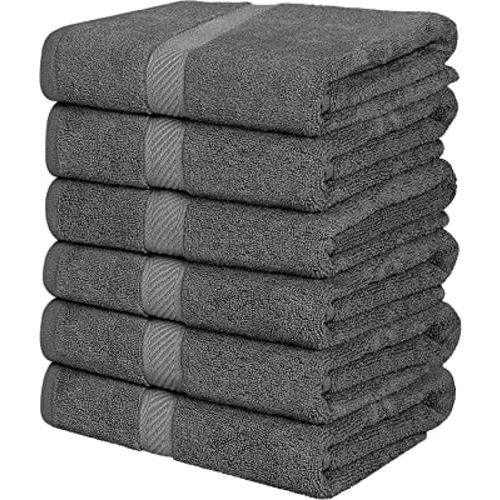 Simpli-Magic 79405 Bath Towels, 25”x50”, Gray, 6 Pack