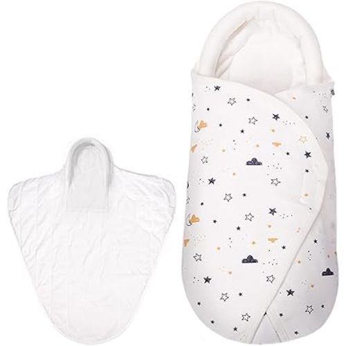 AUULA Couverture d'emmaillotage pour nouveau-nés, gigoteuse en coton pour bébé de 0 à 2 mois, lange pour garçon et fille (blanc, taille S)