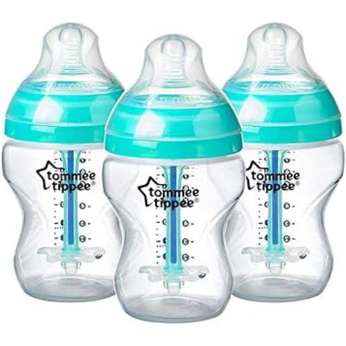Tommee Tippee Anti-Colic Baby Bottles, Slow Flow Breast-Like Nipple and Unique Anti-Colic Venting System (9oz, 3 Count)