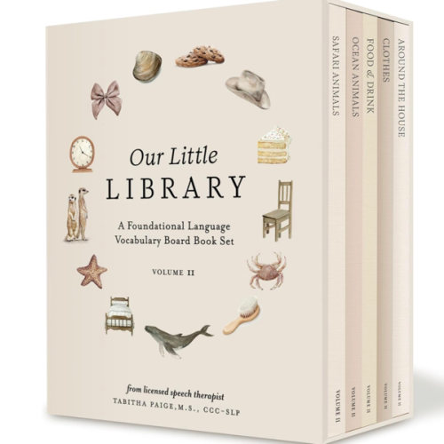Our Little Library Vol. 2: First 100 Words Board Book Box Set, including Ocean Animals, Safari Animals, Food and Drink, Clothes, and Around the House (Tabitha Paige Children's Book Series)