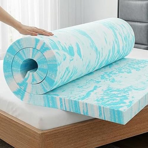 OLIXIS 4 Inch Queen Cooling Gel Infused Memory Foam Mattress Topper Bed Pad