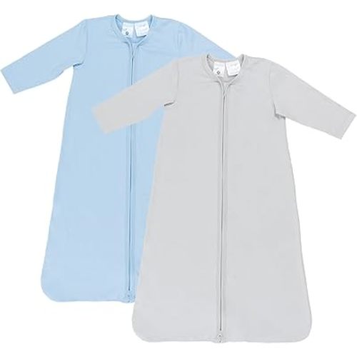 2-Pack Lightweight Long Sleeve Baby Sleep Sack Wearable Blanket, 0.5 TOG Sleeping Bag for Babies