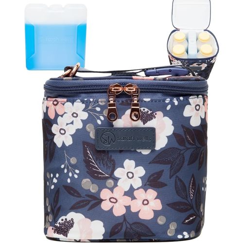 Cold Gold Breastmilk Cooler Bag with Safety Tested Ice Pack – Insulated Milk Storage for Work, Travel & Daycare – Fits Bottles & Parts – Durable, Washable, Safety-Tested Cooler for Moms (Le Floral)