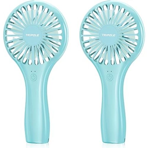 TriPole 2 Pack Handheld Mini Portable Fans Rechargeable Battery Operated Small Fan for Outdoor Travel Kids Trip, Cute Design Powerful Personal Lash Dryer for Makeup Eyelash Extensions